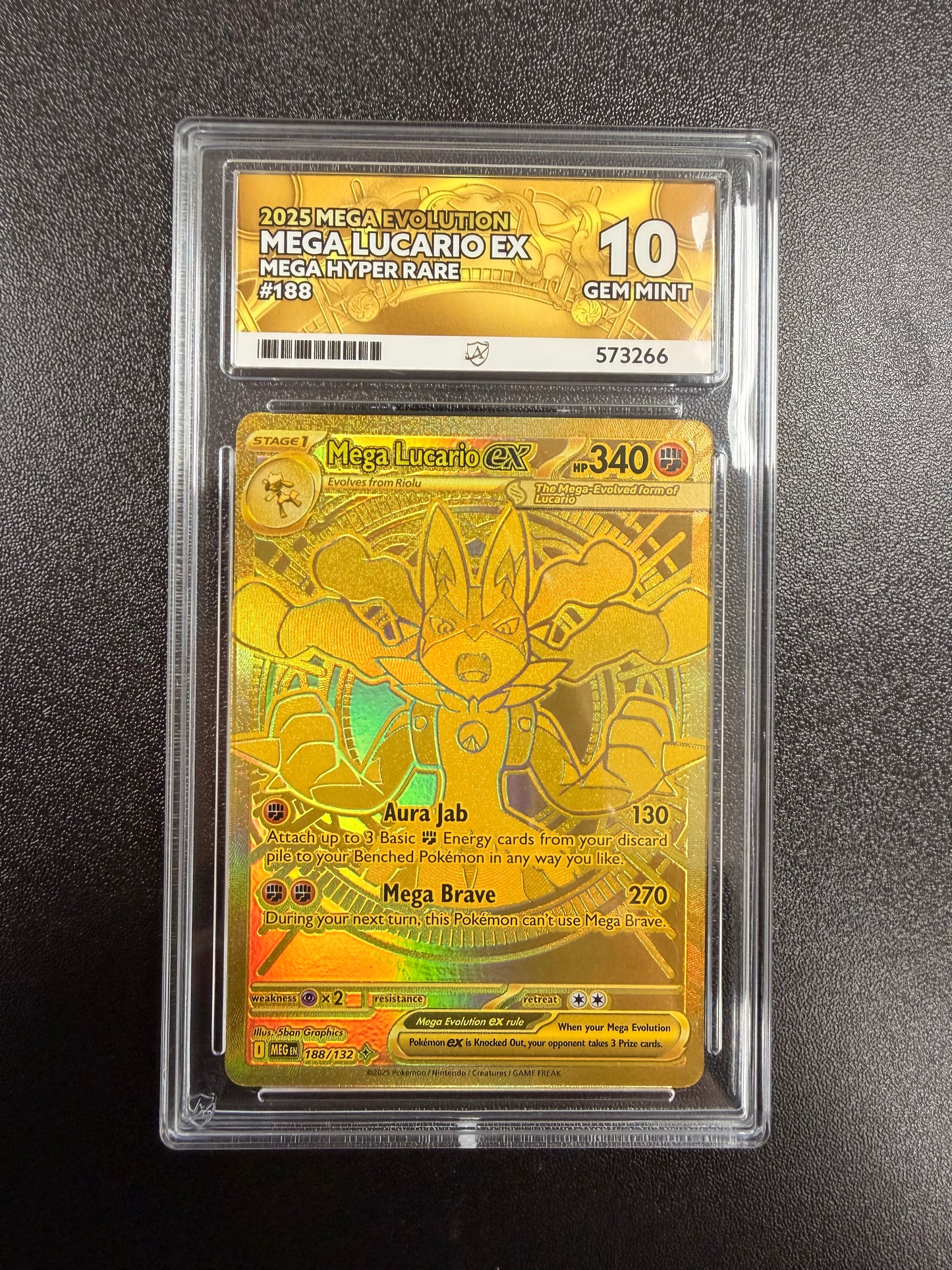 Pokémon Graded card: Mega Lucario EX Hyper Rare 188/132 ACE 10
