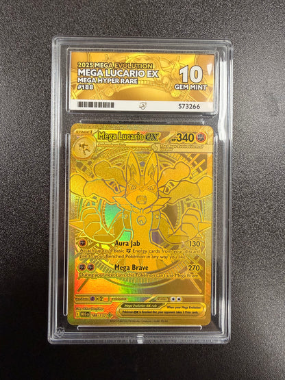 Pokémon Graded card: Mega Lucario EX Hyper Rare 188/132 ACE 10