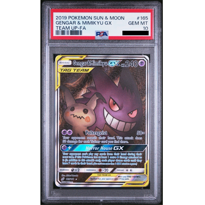 Pokémon Graded Card: Gengar & Mimikyu GX 165/181 Team Up PSA Gem Mint 10