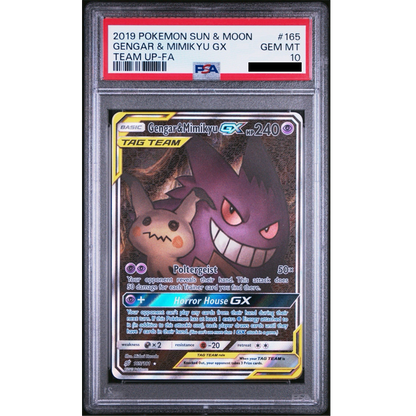 Pokémon Graded Card: Gengar & Mimikyu GX 165/181 Team Up PSA Gem Mint 10