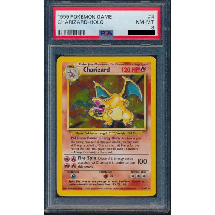 Pokémon Graded Card: Charizard 4/102 Base Set 4th Print PSA 8